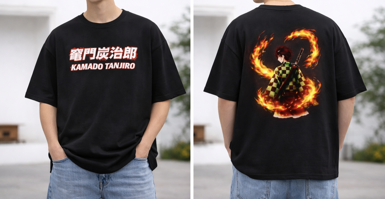 Kamado Fire Oversized T-Shirt | Anime Streetwear | SFWORKS